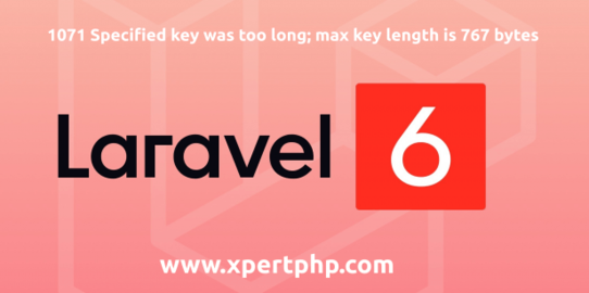 Laravel 6 – 1071 Specified key was too long; max key length is 767 bytes